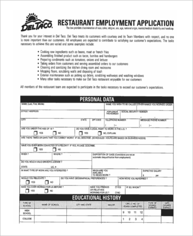 blank restaurant employment application1