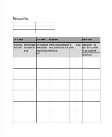 FREE 9+ Risk Assessment Form Samples in PDF | Excel | MS Word