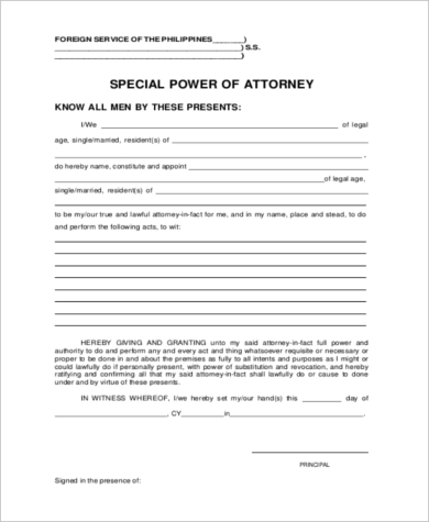 FREE 11+ Special Power of Attorney Form Samples, PDF, MS Word, Google Docs