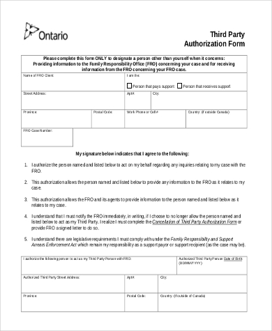 blank third party authorization form