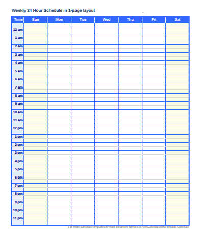 blank weekly schedule form