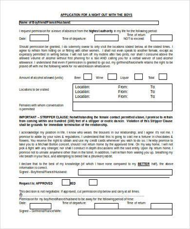boyfriend application form sample