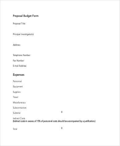 budget proposal form printable