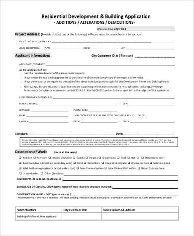 building construction application form