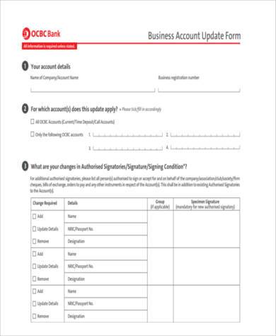 business account update form