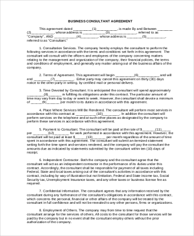 business consultant agreement form