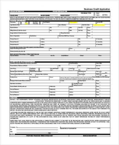 business credit application form example