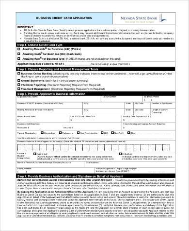 business credit card application form