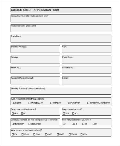 business customer credit application form