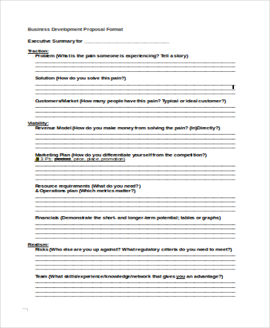 business development proposal format