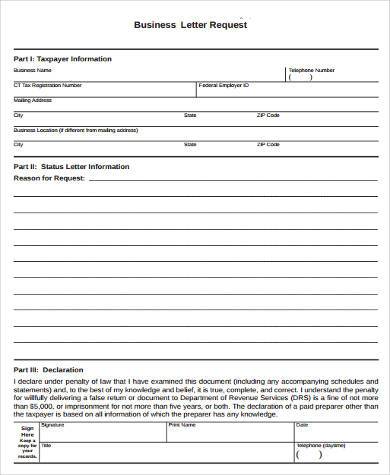 business letter request form