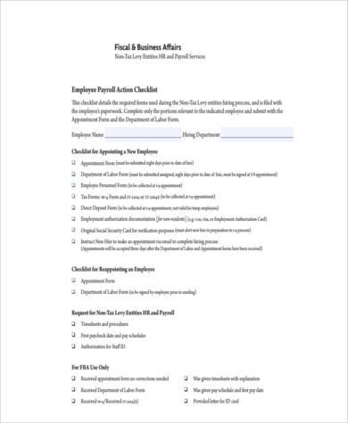 business payroll action form