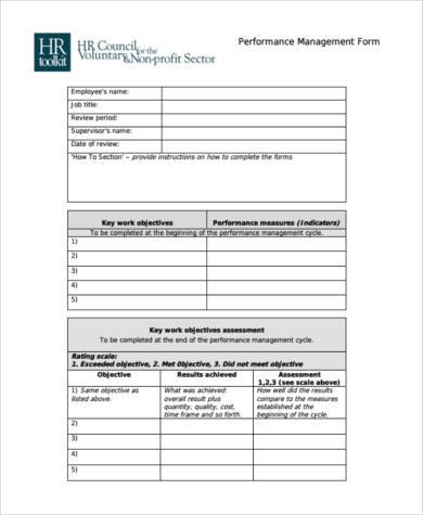 business performance management form