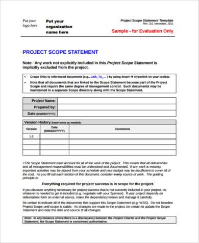 business project scope statement