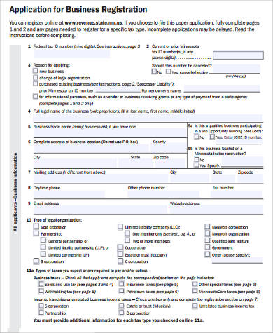 business registration application form