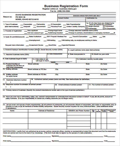 business registration form example