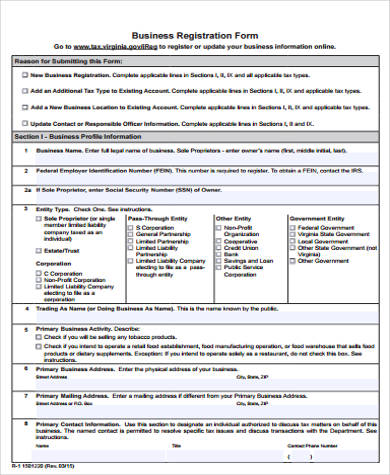 business registration regulations form