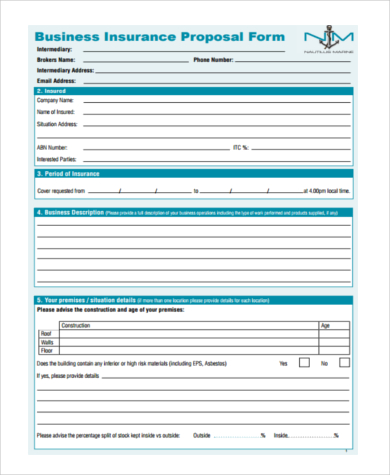 business sales proposal form