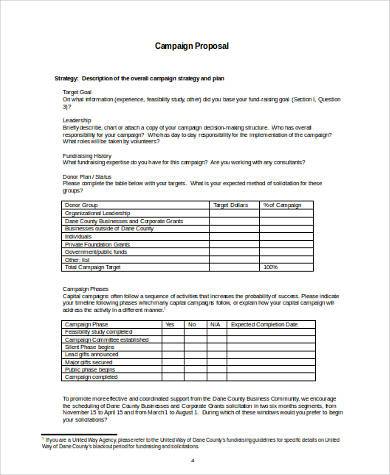Campaign Development Form FREE 9+ Sample Campaigns Proposal Forms in MS Word | Pages | PDF ...