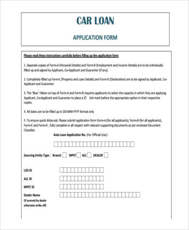 car loan contract form