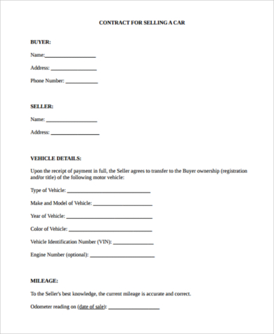 car payment agreement form example