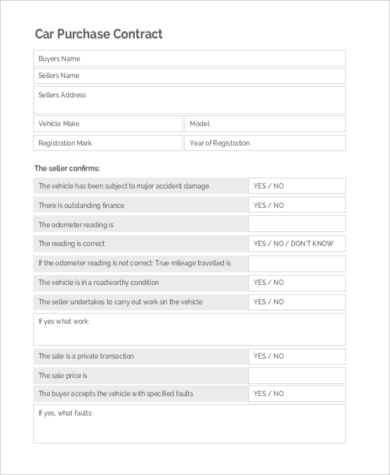 car purchase contract