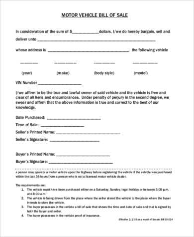 car sales contract form