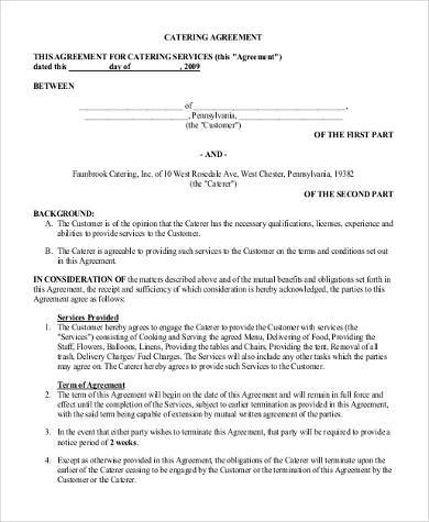catering business contract form