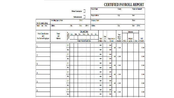 certified payroll form samples