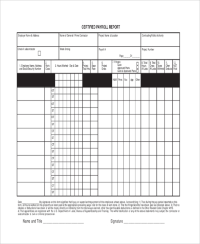 certified payroll report form