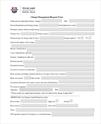 change management request form
