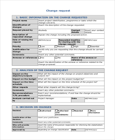 form request change example FREE  PDF 8 WORD  Change Forms Request Sample in