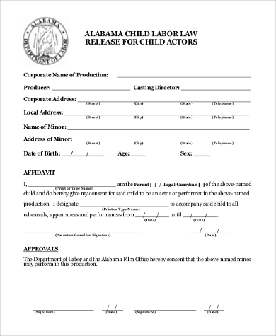 child actor release form
