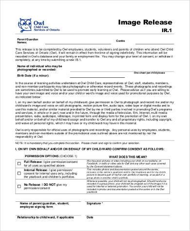 child image release form