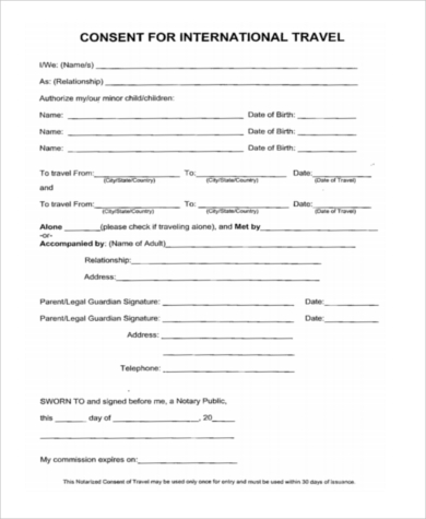 child travel alone consent form printable