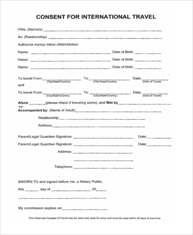 FREE 6 Sample Child Travel Consent Forms in PDF MS Word