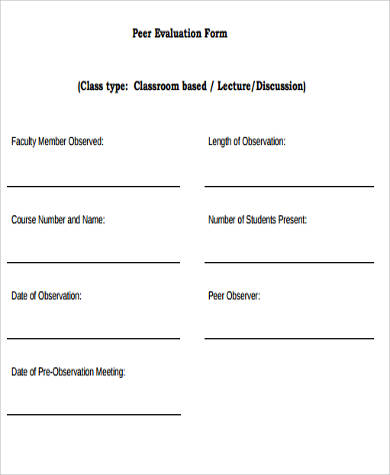 class peer evaluation form