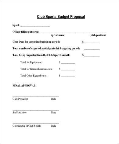 club sports budget proposal form