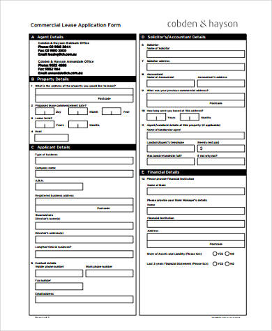 commercial building lease application form