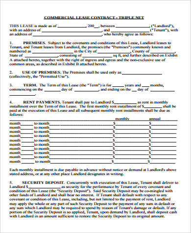 commercial lease contract form