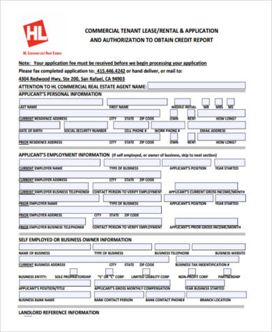 commercial lease credit application form