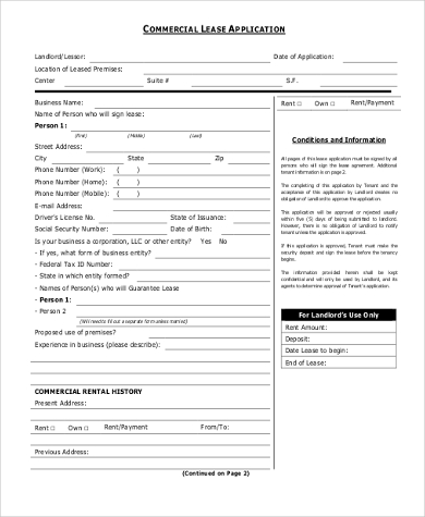 commercial lease form