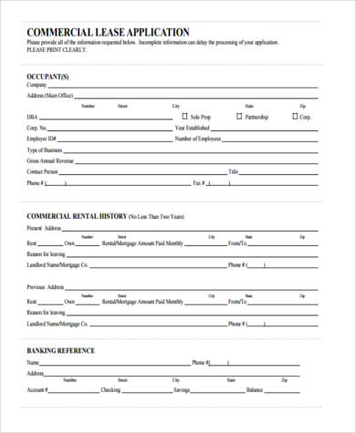 Commercial Lease Application Template from images.sampleforms.com