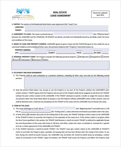 commercial real estate lease form