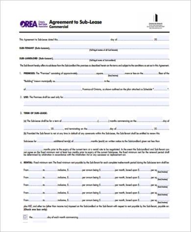 commercial sublease agreement form1