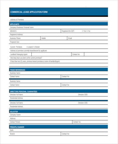 commercial lease application form pdf