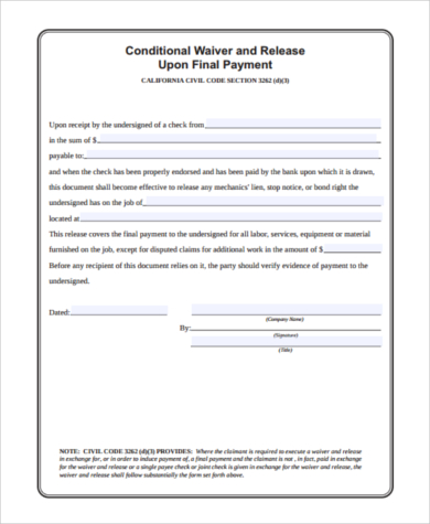 Conditional Release Checklist.pdf FREE 9+ Sample Conditional Release Forms in PDF | MS Word