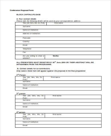 conference proposal form in word format