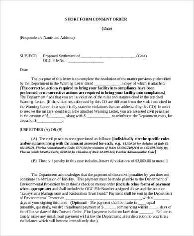 consent order form example