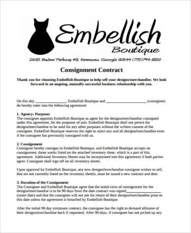 FREE 8+ Sample Consignment Contract Forms in PDF | MS Word